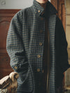 AVIVA JIFEI XUE 24 Autumn and Winter Wool Linen Plaid Casual Coat AJX-FW24-RMC-CWC-TYMGW Charcoal Wool Plaid FW24-RMC-KWLC